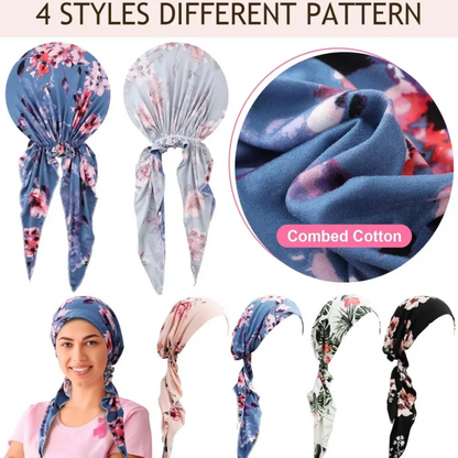 👒 LIMITED-TIME 50% OFF! ✨ Women's Floral Print Pre-Tied Head Scarf Turban – Soft, Elastic, Versatile 🌸