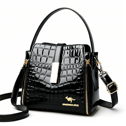 👜 LIMITED-TIME 50% OFF! ✨ Glossy Crocodile Handbag – Structured, Gold Hardware, Spacious 💫