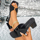 2026 Sale — Over 40,000 Sold! 👠 Women's Square Toe Ruched Block Heel Slippers – Chic Slip-On Style 👜