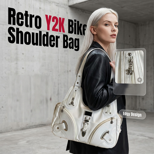 🎉 2026 Sale — Over 56,000 Sold! 👜 Women's PU Leather Commuter Shoulder Bag – Retro Y2K Biker Style 🖤