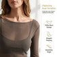 👚 LIMITED-TIME 50% OFF! ✨ Sheer Long Sleeve Top – Boat Neck, Lightweight, Versatile Layer 🍂