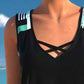 🏖️ LIMITED-TIME 50% OFF! ✨ Sporty Two-Piece Bathing Suit – Criss-Cross Neck, Boy Shorts, Quick-Dry 🏄‍♀️