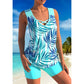 🏖️ LIMITED-TIME 50% OFF! ✨ Sporty Two-Piece Bathing Suit – Criss-Cross Neck, Boy Shorts, Quick-Dry 🏄‍♀️