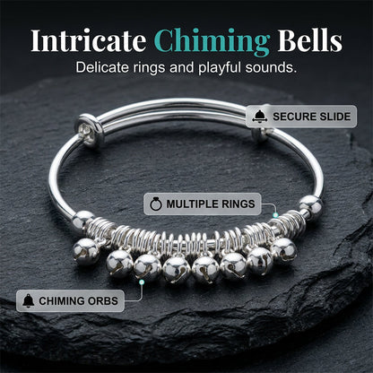 🔔 LIMITED-TIME 50% OFF! 💥 Adjustable Silver Bell Charm Bangle Bracelet – Playful Sound, Polished Finish, Coil Accents ✨