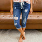 👖 LIMITED-TIME 50% OFF! ✨ Distressed Denim Capri Pants – Edgy Casual, Adjustable Waist, Cropped Fit 🔥