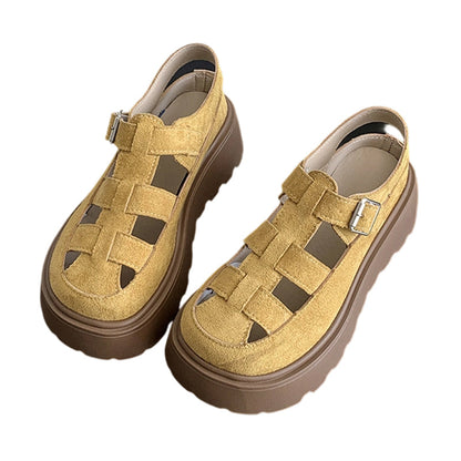👡 LIMITED-TIME 50% OFF! ✨ Women's Platform Sandals – Chunky Lug Sole, Caged Upper, Cushioned 🍁