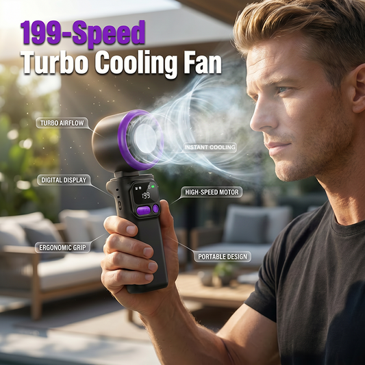 🌬️ LIMITED-TIME 50% OFF! ✨ 199-Speed Handheld Fan – Digital Display, Frost Surface, Adjustable Head 🌡️