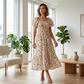 👗 LIMITED-TIME 50% OFF! ✨ Square Neck Floral Midi Dress – Smocked Bodice, Flowy Tiered Skirt, Romantic 🌸