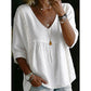 👚 LIMITED-TIME 50% OFF! ✨ Women's V-Neck Lace Trim Top – Flowey Silhouette, 3/4 Sleeves, Bohemian 🌸👚 LIMITED-TIME 50% OFF! ✨ Women's V-Neck Lace Trim Top – Flowey Silhouette, 3/4 Sleeves, Bohemian 🌸