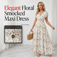 👗 LIMITED-TIME 50% OFF! ✨ Floral V-Neck Maxi Dress – Elegant Smocked Waist, Premium Fabric 💃