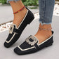 🥿 LIMITED-TIME 50% OFF! ✨ Square Toe Flat Shoes – Breathable Knit, Crystal Buckle, Slip-On 💎