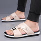 🩴 LIMITED-TIME 50% OFF! ✨ Men’s Faux Leather Slip-On Sandals – Dual-Texture, Cushioned, Durable Sole 🏖️
