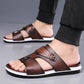 🩴 LIMITED-TIME 50% OFF! ✨ Men’s Faux Leather Slip-On Sandals – Dual-Texture, Cushioned, Durable Sole 🏖️