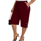 👖 LIMITED-TIME 50% OFF! ✨ Women's Elastic Waist Capri Trousers – Knee-Length, Button Accents, Comfort 🌿