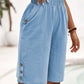 👖 LIMITED-TIME 50% OFF! ✨ Women's Elastic Waist Capri Trousers – Knee-Length, Button Accents, Comfort 🌿