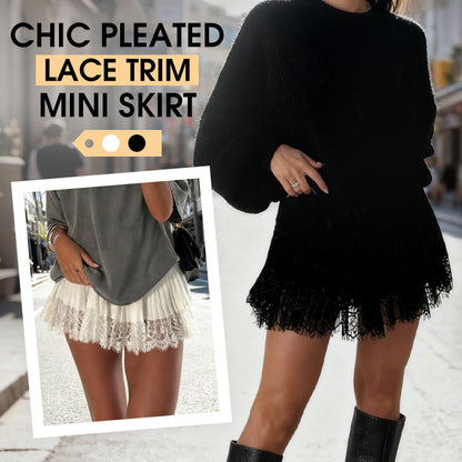👗 LIMITED-TIME 50% OFF! ✨ Pleated Lace Trim Mini Skirt – High-Waisted, Flirty, Versatile 🌸
