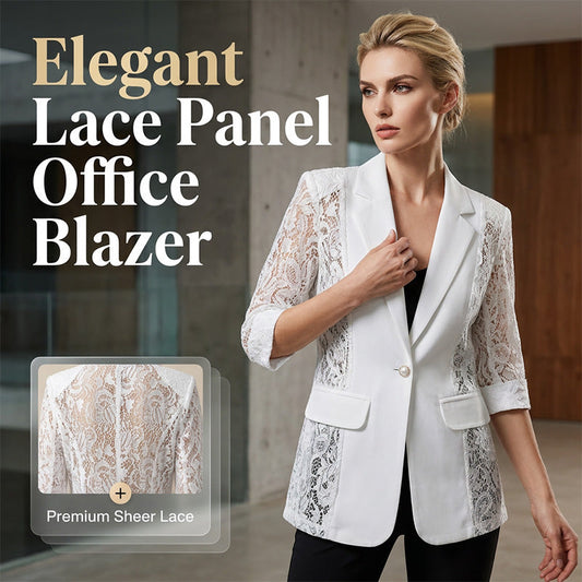 🤵‍♀️ LIMITED-TIME 50% OFF! ✨ White Lace Blazer – Slim Fit, 3/4 Sleeve, Elegant Transition 👑