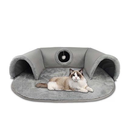 🐱 LIMITED-TIME 50% OFF! ✨ 2-in-1 Cat Tunnel Bed – Donut Bed + Tunnel, Plush, Foldable 🎪