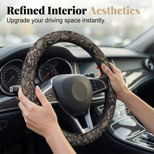 🚗 LIMITED-TIME 50% OFF! ✨ Elegant Lace Steering Wheel Cover – Breathable, Anti-Slip, Chic 🌸
