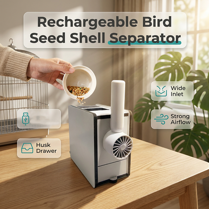 🐦 LIMITED-TIME 50% OFF! ✨ Rechargeable Bird Seed Shell Separator – Airflow Separation, Compact, Easy Clean 🌿