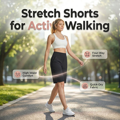 👖 LIMITED-TIME 50% OFF! 💥 Comfortable Stretch Walking Shorts for Women – Four-Way Stretch, High-Rise, Deep Pockets ✨