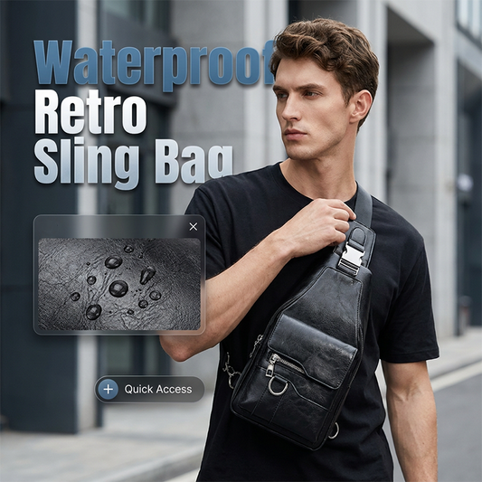 🎒 50% OFF NOW! 🧳 Men's Retro Waterproof Faux Leather Sling Chest Bag – Water-Resistant, Intelligent Storage & Ergonomic Comfort – A Daily Commute Essential ✨