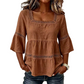 👚 LIMITED-TIME 50% OFF! 💥 Elegant Square Neck Summer Blouse – Crochet Detail, Bell Sleeves, Tiered Flow ✨