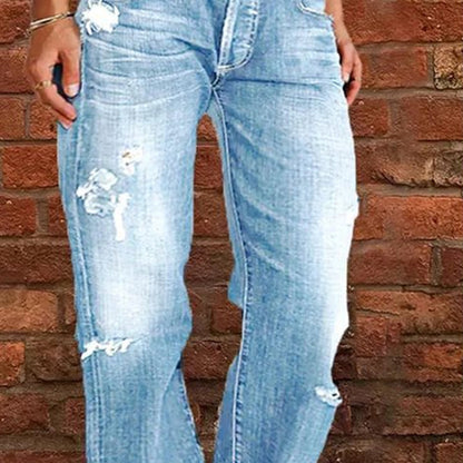 👖 LIMITED-TIME 50% OFF! 💥 Women's Distressed Slim Fit Flare Jeans – Edgy Ripped, Vintage Wash, Leg-Elongating ✨