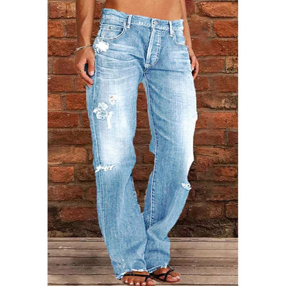 👖 LIMITED-TIME 50% OFF! 💥 Women's Distressed Slim Fit Flare Jeans – Edgy Ripped, Vintage Wash, Leg-Elongating ✨