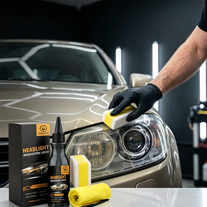 🚗 LIMITED-TIME 50% OFF! 💥 Ultimate Headlight Renovation Liquid – Removes Yellowing, UV Protection, Kit Included ✨