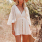 👗 LIMITED-TIME 50% OFF! 💥 Women's Lace Crochet Romper Dress with Built-in Shorts – Cotton, Elastic Waist, Lined ✨
