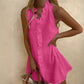 👗 LIMITED-TIME 50% OFF! 💥 Women's Ruffle Trim Button-Front Mini Dress – V-Neck, A-Line, Scalloped Trim ✨