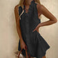 👗 LIMITED-TIME 50% OFF! 💥 Women's Ruffle Trim Button-Front Mini Dress – V-Neck, A-Line, Scalloped Trim ✨