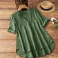 👚 LIMITED-TIME 50% OFF! 💥 Women's Casual Loose Fit V-Neck Blouse – Roll-Up Sleeves, High-Low Hem, Side Buttons ✨