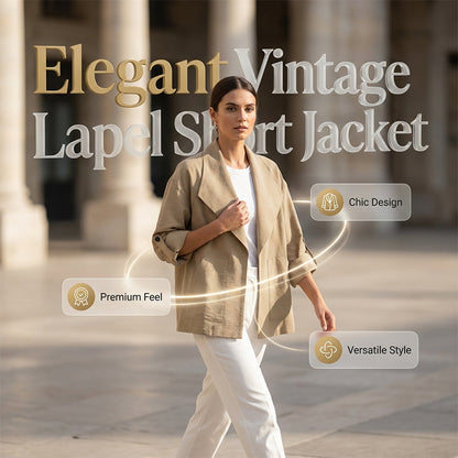 🧥 LIMITED-TIME 50% OFF! 💥 Women's Casual Vintage Lapel Jacket – Oversized Collar, Roll-Up Sleeves, Soft Fabric ✨