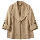 🧥 LIMITED-TIME 50% OFF! 💥 Women's Casual Vintage Lapel Jacket – Oversized Collar, Roll-Up Sleeves, Soft Fabric ✨