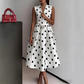 👗 LIMITED-TIME 50% OFF! 💥 Women's Polka Dot Sleeveless V-Neck Dress – Classic Print, Adjustable Tie, Versatile