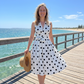 👗 LIMITED-TIME 50% OFF! 💥 Women's Polka Dot Sleeveless V-Neck Dress – Classic Print, Adjustable Tie, Versatile