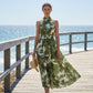 👗 LIMITED-TIME 50% OFF! 💥 Women's Halter Neck Sleeveless Printed Dress – Smocked Waist, Flowing Maxi, Watercolor ✨