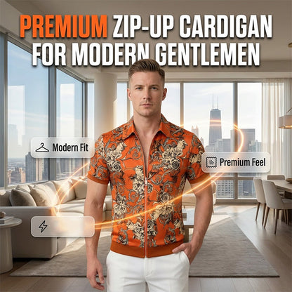 🧥 LIMITED-TIME 50% OFF! 💥 Men's Vintage Floral Print Zip-Up Top – Ultra-Soft, Structured Collar, Versatile ✨