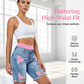 🩳 LIMITED-TIME 50% OFF! 💥 Women's Distressed Denim Shorts with Colorful Leggings Set – High-Stretch, Layered, High-Waist