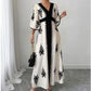 👗 LIMITED-TIME 50% OFF! 💥 Women's Elegant V-Neck Print Maxi Dress – Flutter Sleeves, Ethnic Print, Side Slits ✨