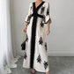👗 LIMITED-TIME 50% OFF! 💥 Women's Elegant V-Neck Print Maxi Dress – Flutter Sleeves, Ethnic Print, Side Slits ✨