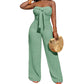 👗 LIMITED-TIME 50% OFF! 💥 Women's Strapless High-Waisted Wide-Leg Jumpsuit – Bustier Top, Bow Detail, Textured ✨