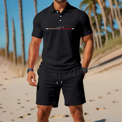 👕 LIMITED-TIME 50% OFF! ✨ Men's 2-Piece Polo Shirt & Shorts Set – Classic Collar, Breathable, Drawstring Waist 🌊