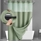 🚿 LIMITED-TIME 50% OFF! ✨ Waffle Pattern Shower Curtain – Double Waterproof, Snap Buttons, Clear Top Window 🛁