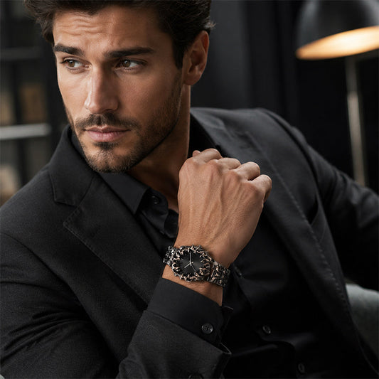 ⌚ LIMITED-TIME 50% OFF! ✨ Creative Claw-Shaped Quartz Watch for Men – Red Dial, Sculptural Bracelet, Statement Style 🔥
