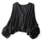 🌞 Women’s Sun Protection Shirt – Deep V-Neck 👗 Lantern Sleeves – Sheer Layer for Daily Layering 🌬️
