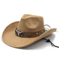 📢📢50% OFF !! ⏰Unisex Suede Cowboy Hat with Vintage Bull Band and Wind Rope