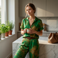 👗 LIMITED-TIME 50% OFF! ✨ Chic Peacock Blue Two-Piece Set – Short Sleeve Top, Straight Pants with Pockets, Travel Ready 🌿